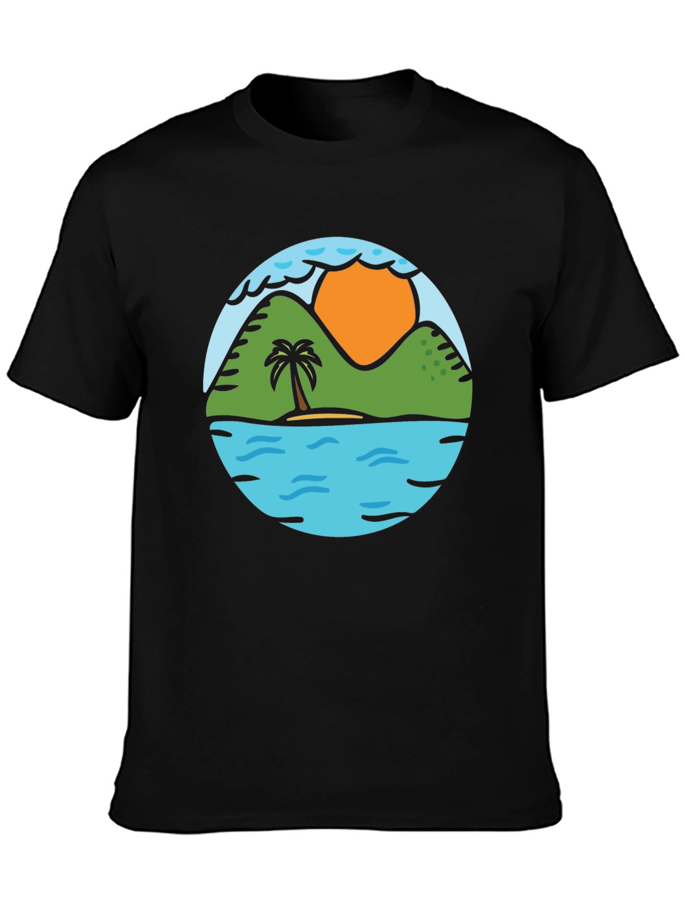 Island Scene Graphic Tee - Tropical Vibe
