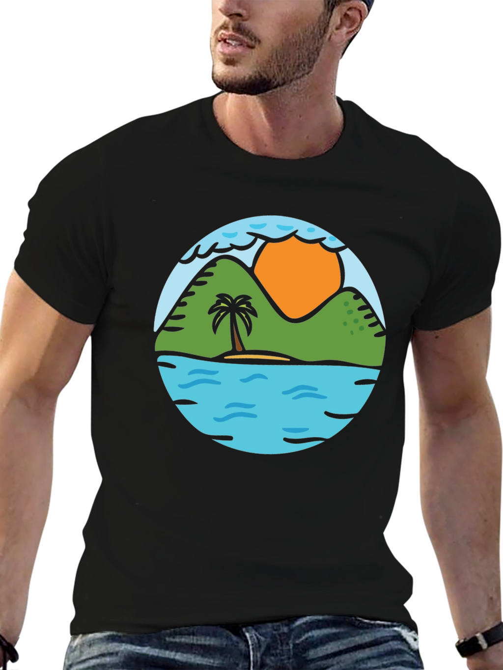 Island Scene Graphic Tee - Tropical Vibe