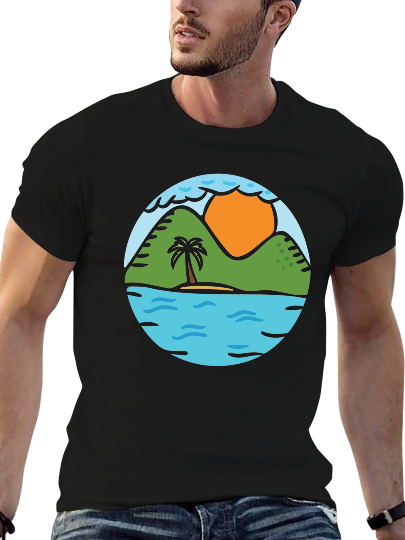 Island Scene Graphic Tee - Tropical Vibe