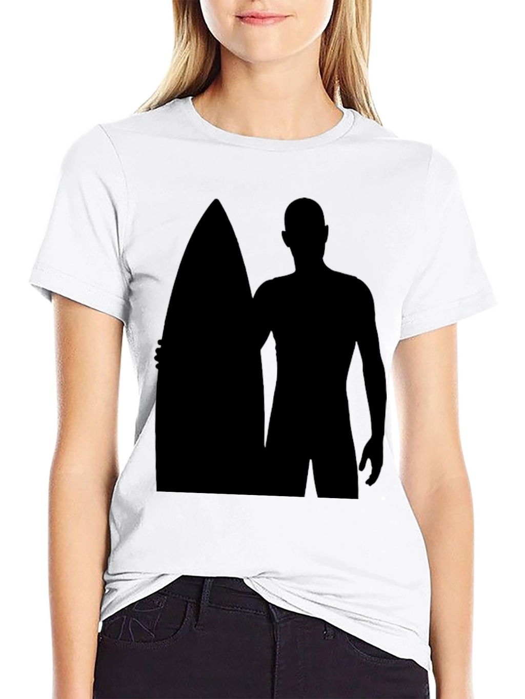 Surfer Silhouette Black T-Shirt