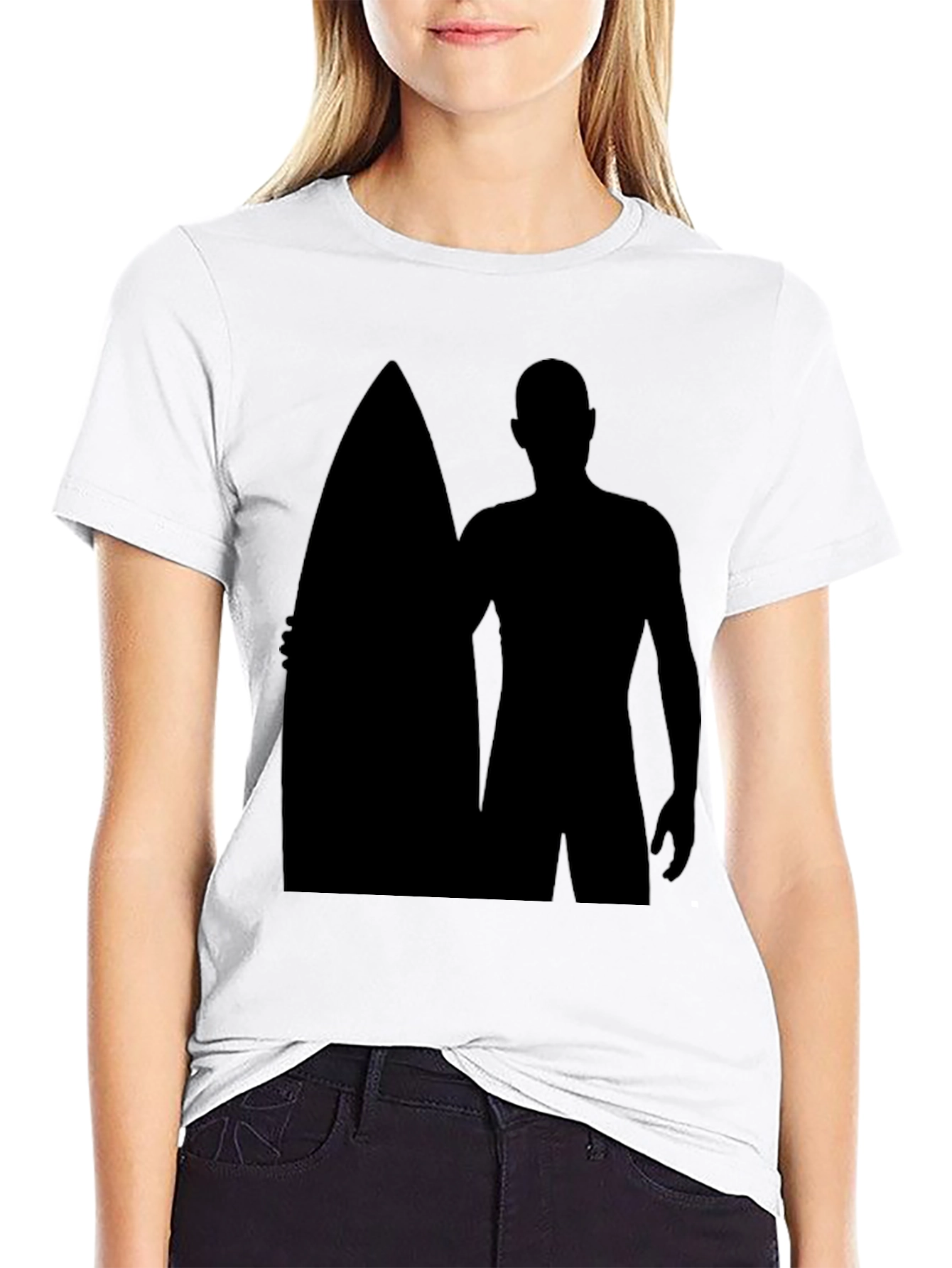 Surfer Silhouette Black T-Shirt