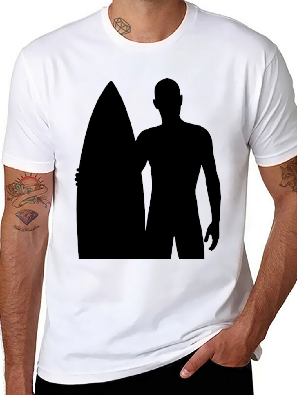 Surfer Silhouette Black T-Shirt