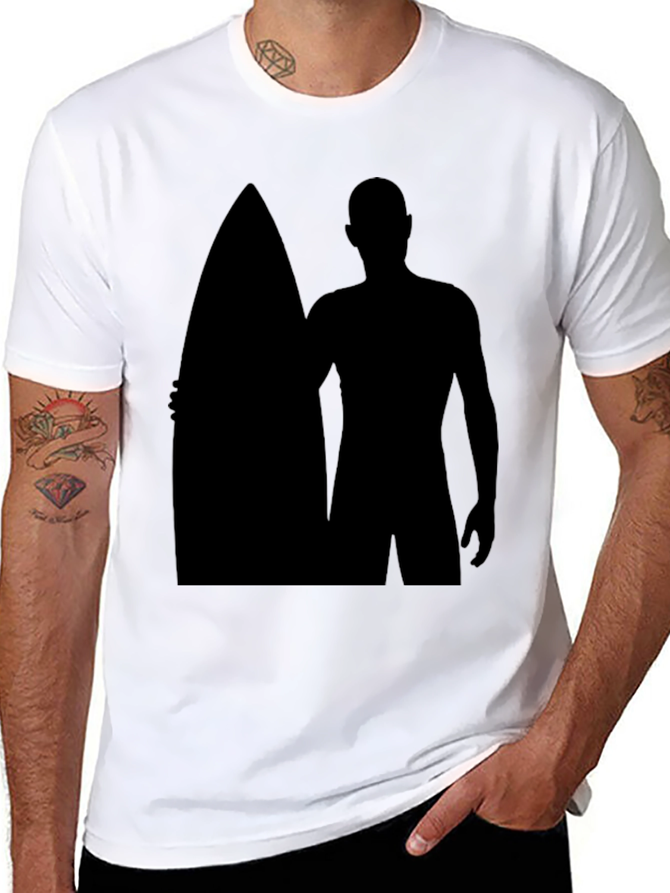 Surfer Silhouette Black T-Shirt