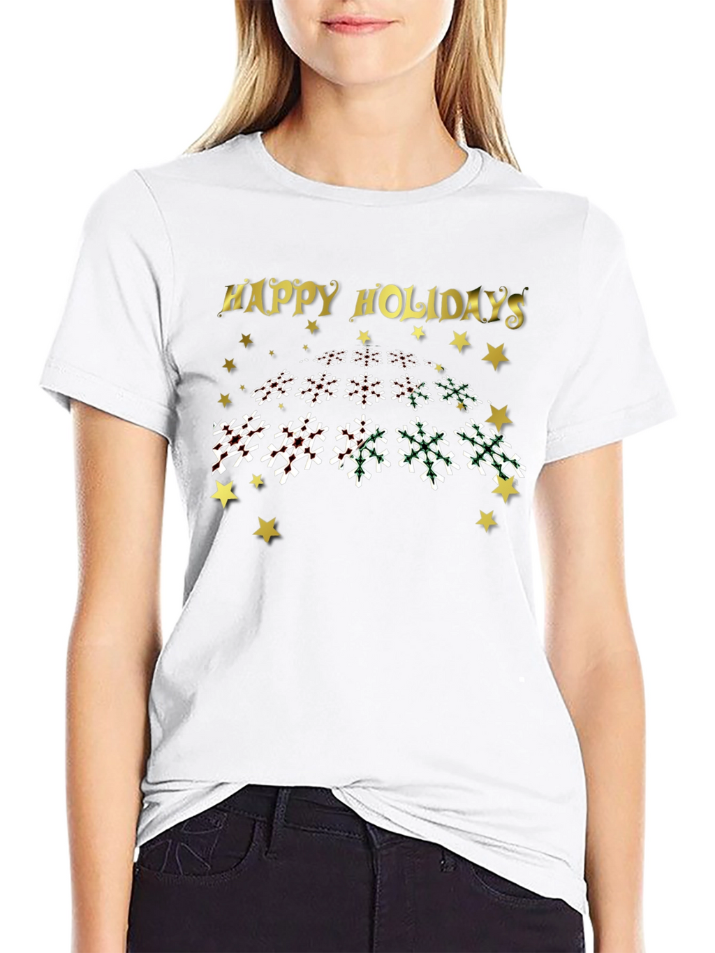 Festive Holiday T-Shirt: Happy Holidays Snowflake Design