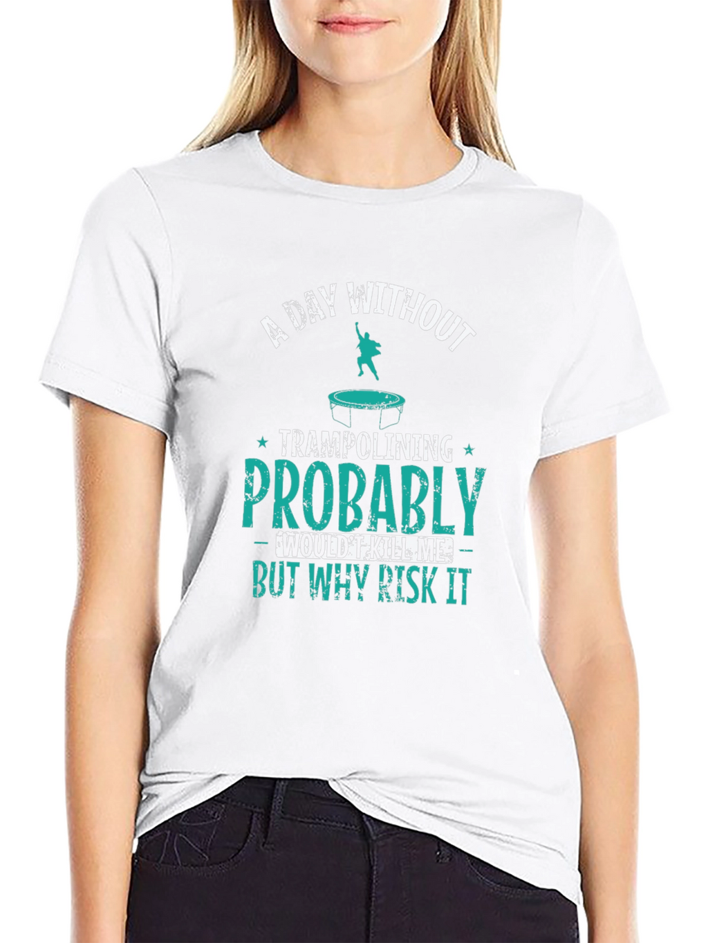 Funny Trampolining Graphic Tee - Risk It!