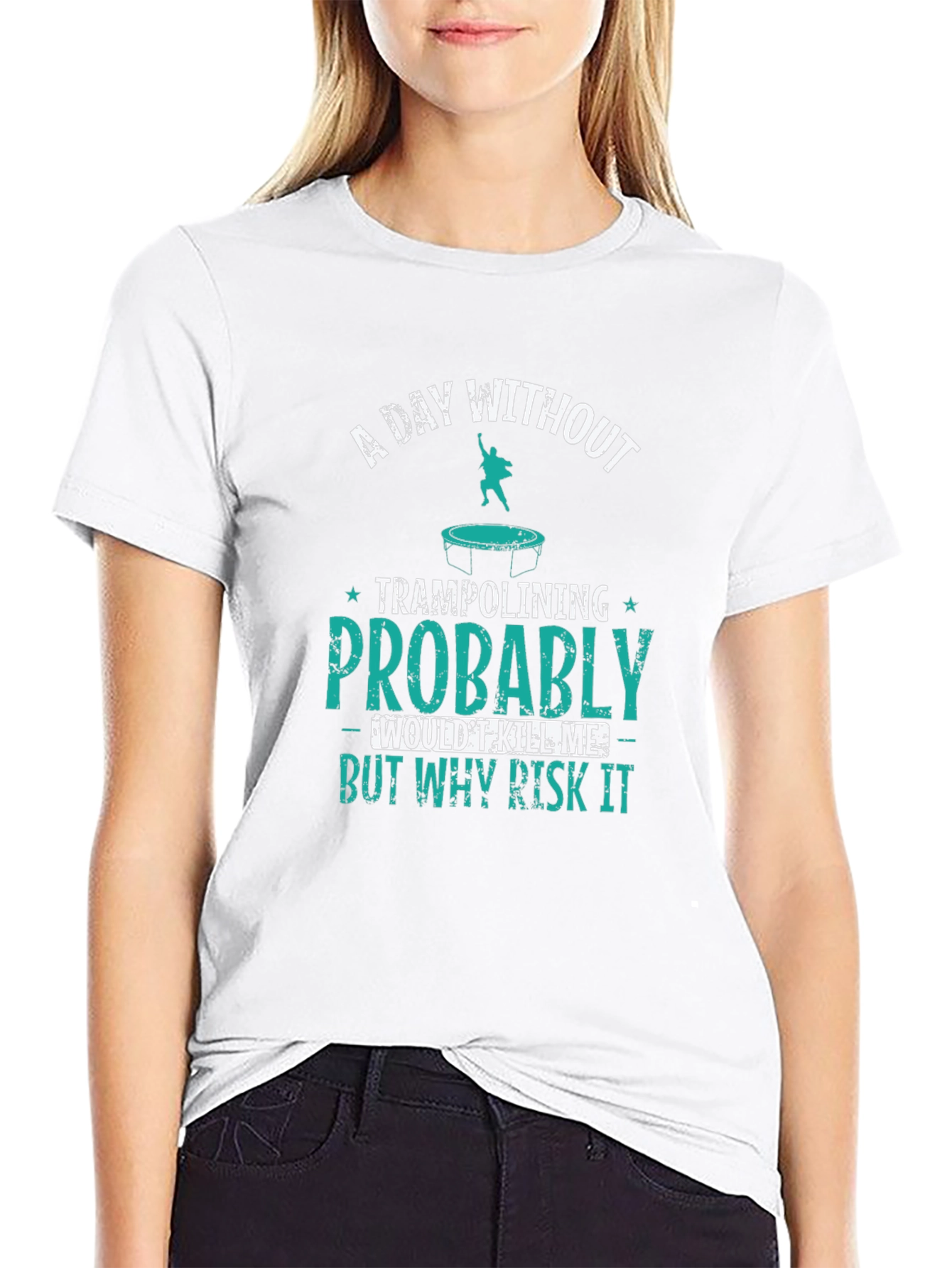 Funny Trampolining Graphic Tee - Risk It!