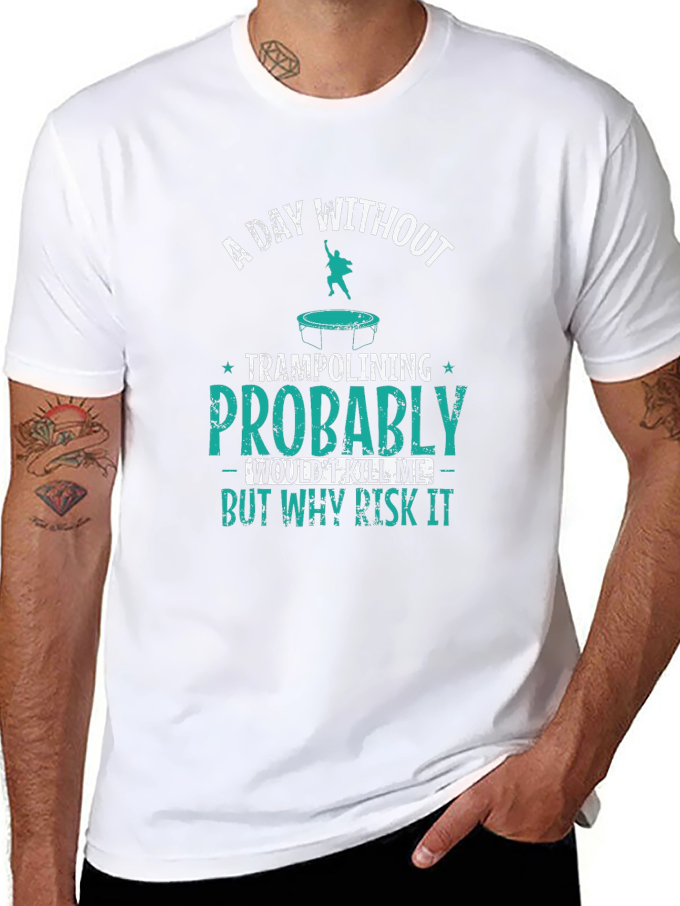 Funny Trampolining Graphic Tee - Risk It!