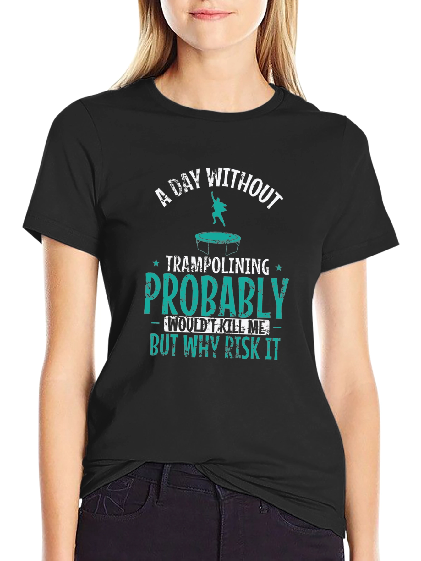 Funny Trampolining Graphic Tee - Risk It!