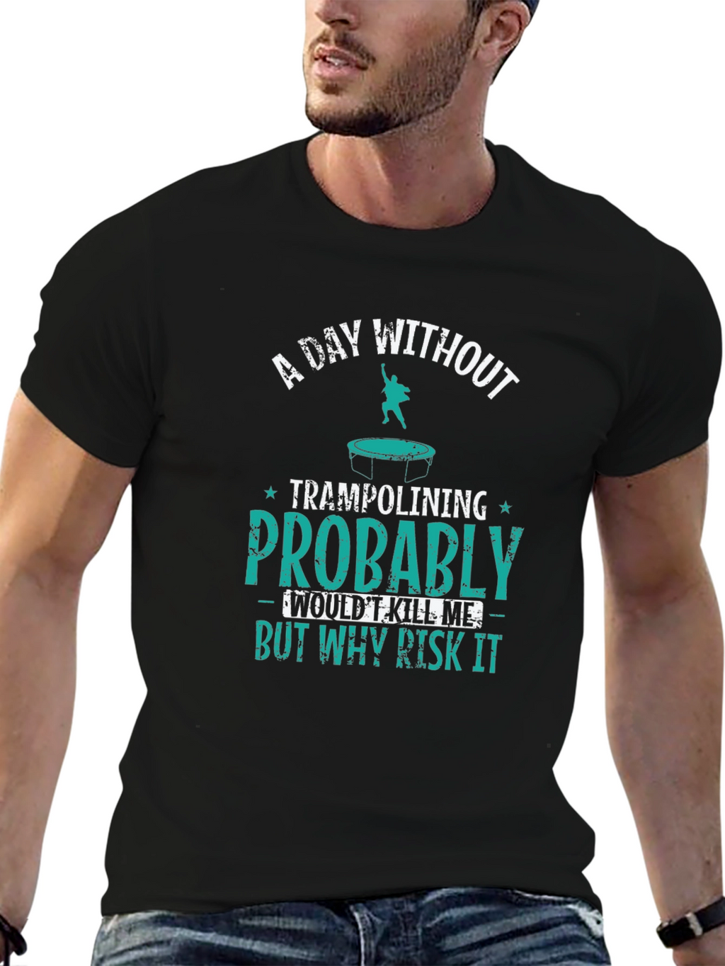 Funny Trampolining Graphic Tee - Risk It!