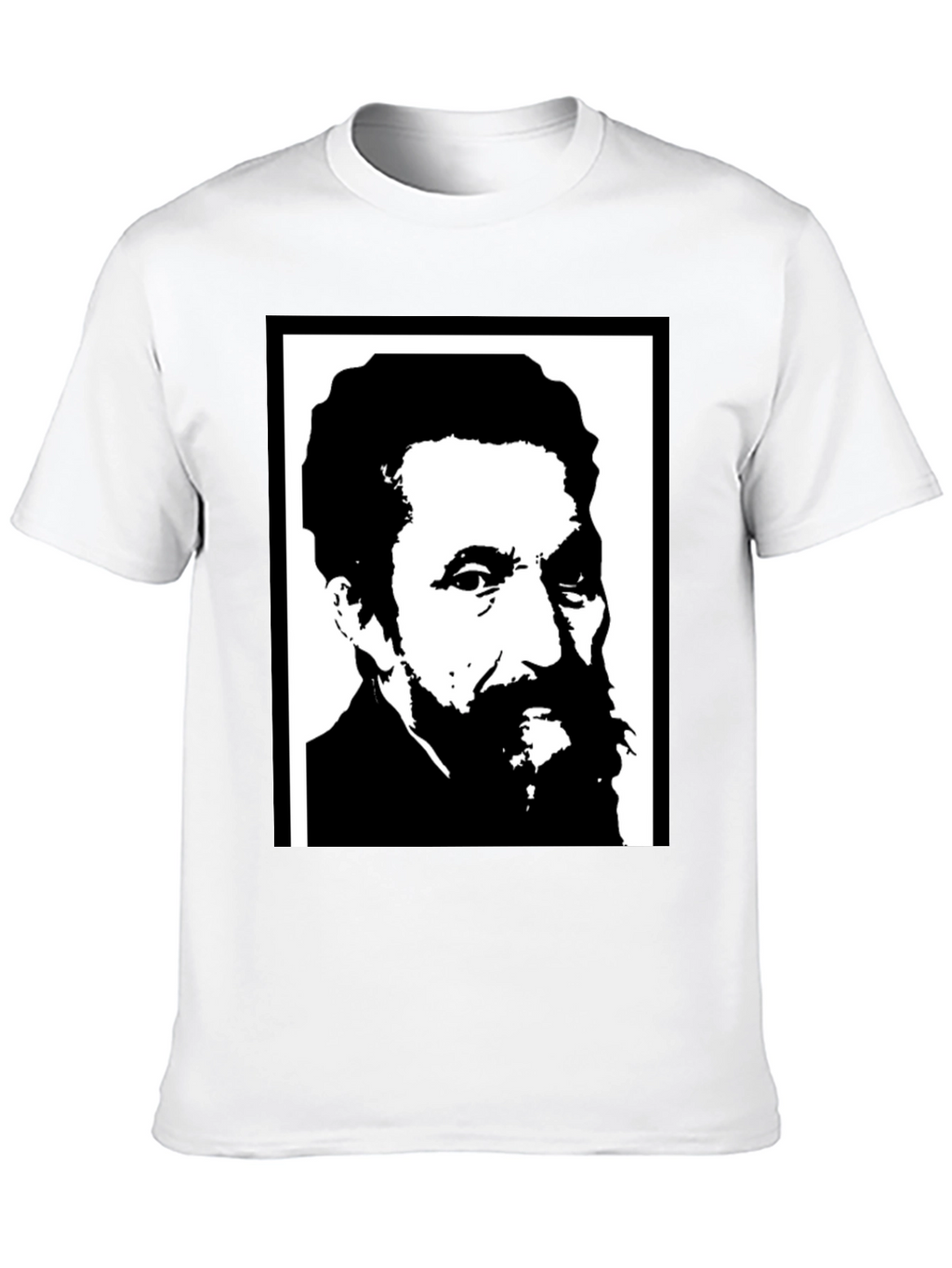 Black T-Shirt with Portrait Print