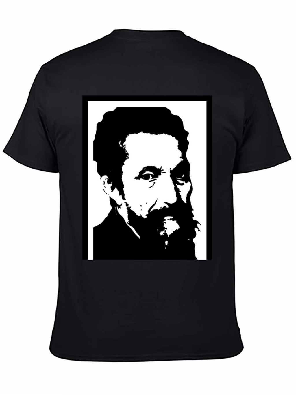 Black T-Shirt with Portrait Print