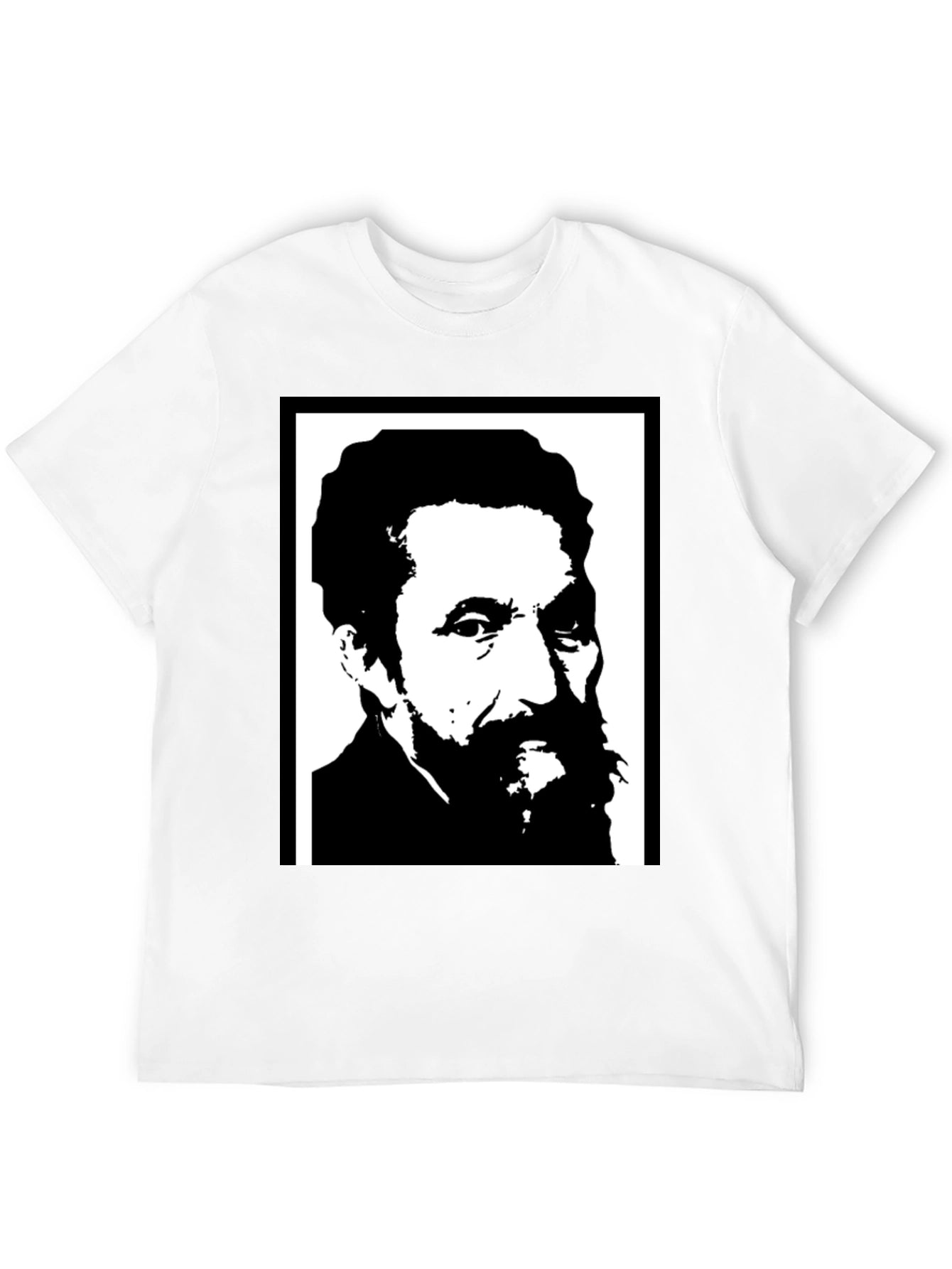 Black T-Shirt with Portrait Print