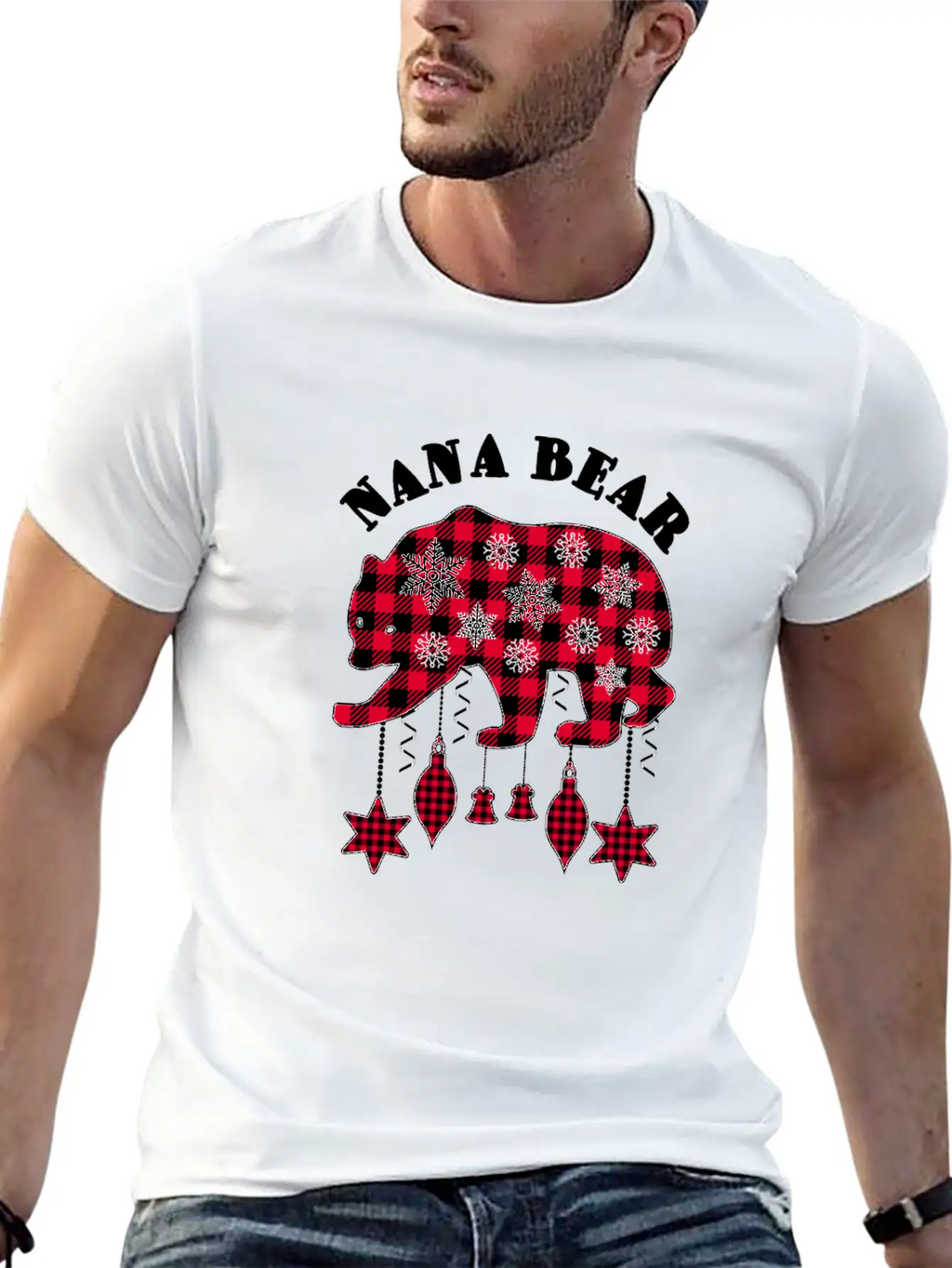 Nana Bear Matching Pajama Family Red Plaid Buffalo Modern Fit Casual T-Shirt – Clean And Versatile Design