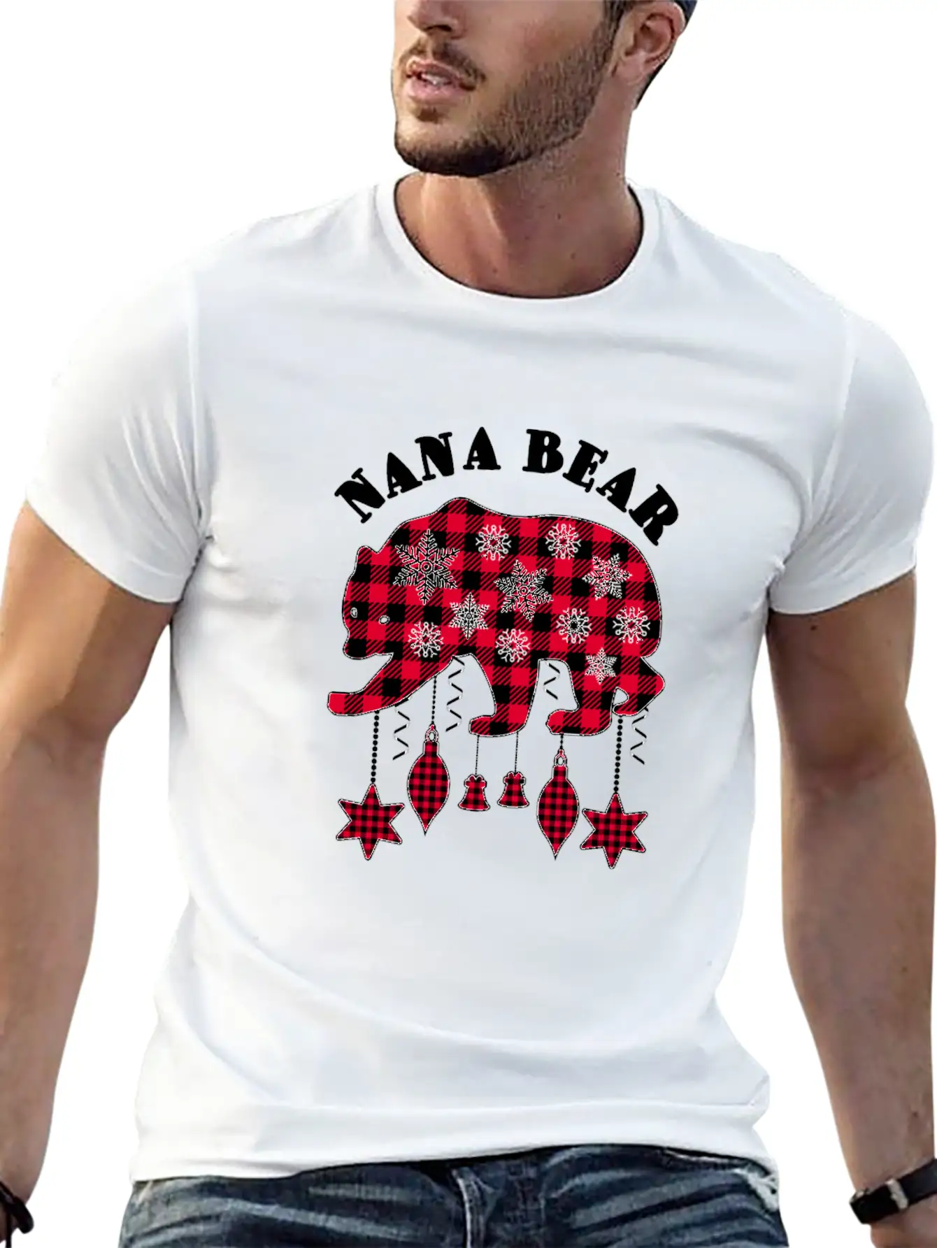 Nana Bear Matching Pajama Family Red Plaid Buffalo Modern Fit Casual T-Shirt – Clean And Versatile Design