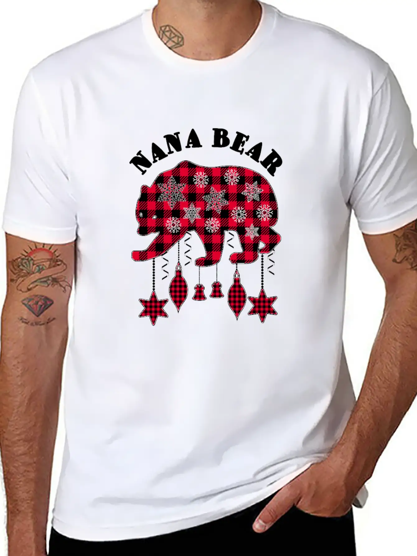 Nana Bear Matching Pajama Family Red Plaid Buffalo Modern Fit Casual T-Shirt – Clean And Versatile Design