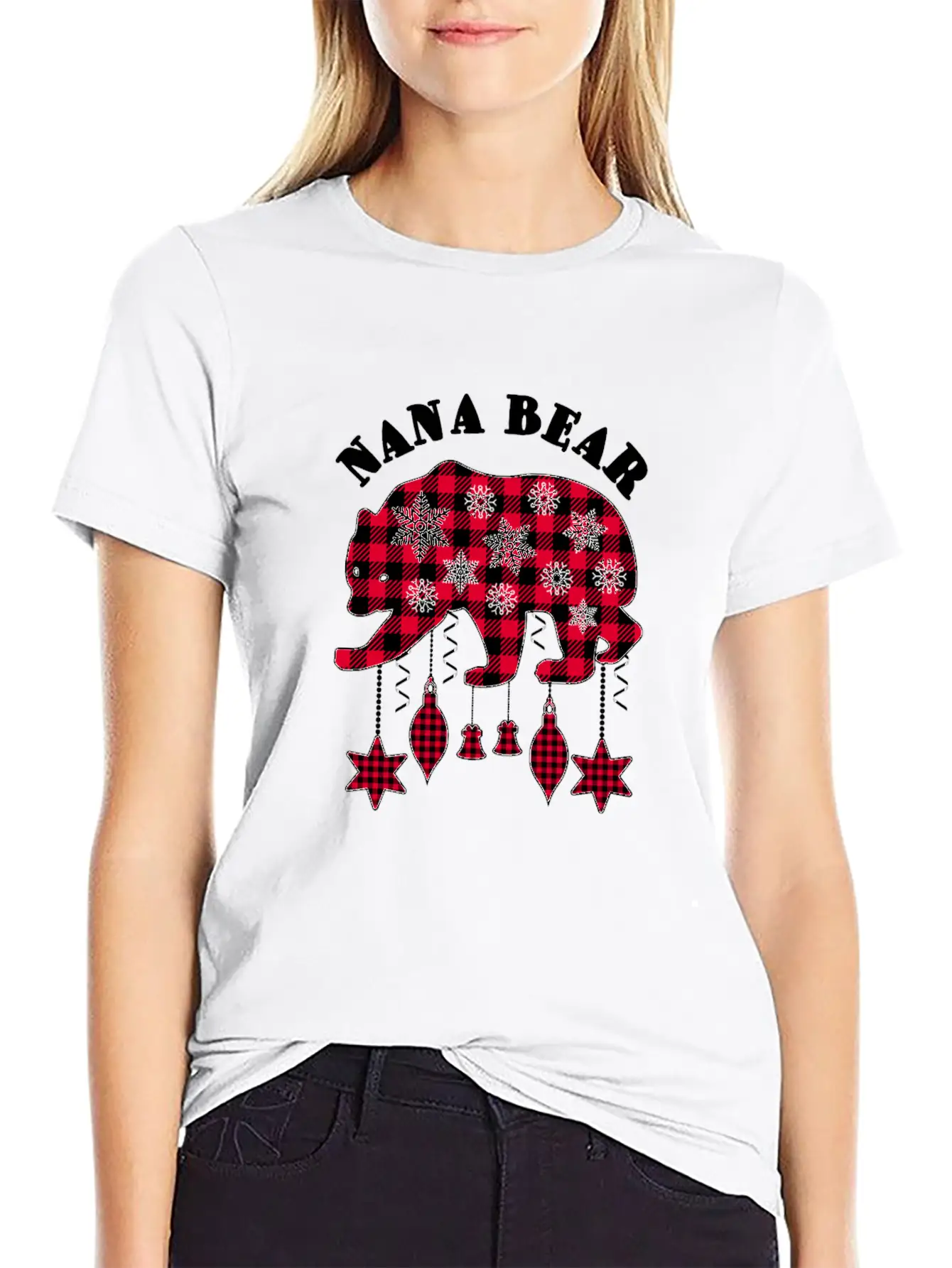 Nana Bear Matching Pajama Family Red Plaid Buffalo Modern Fit Casual T-Shirt – Clean And Versatile Design