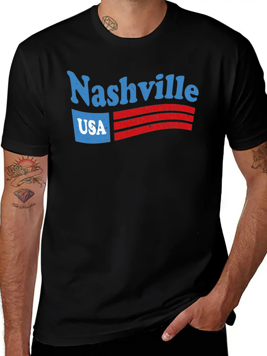 Nashville, Tennessee Red White & Blue USA Classic Cotton Tee – Unisex Comfort For Any Season
