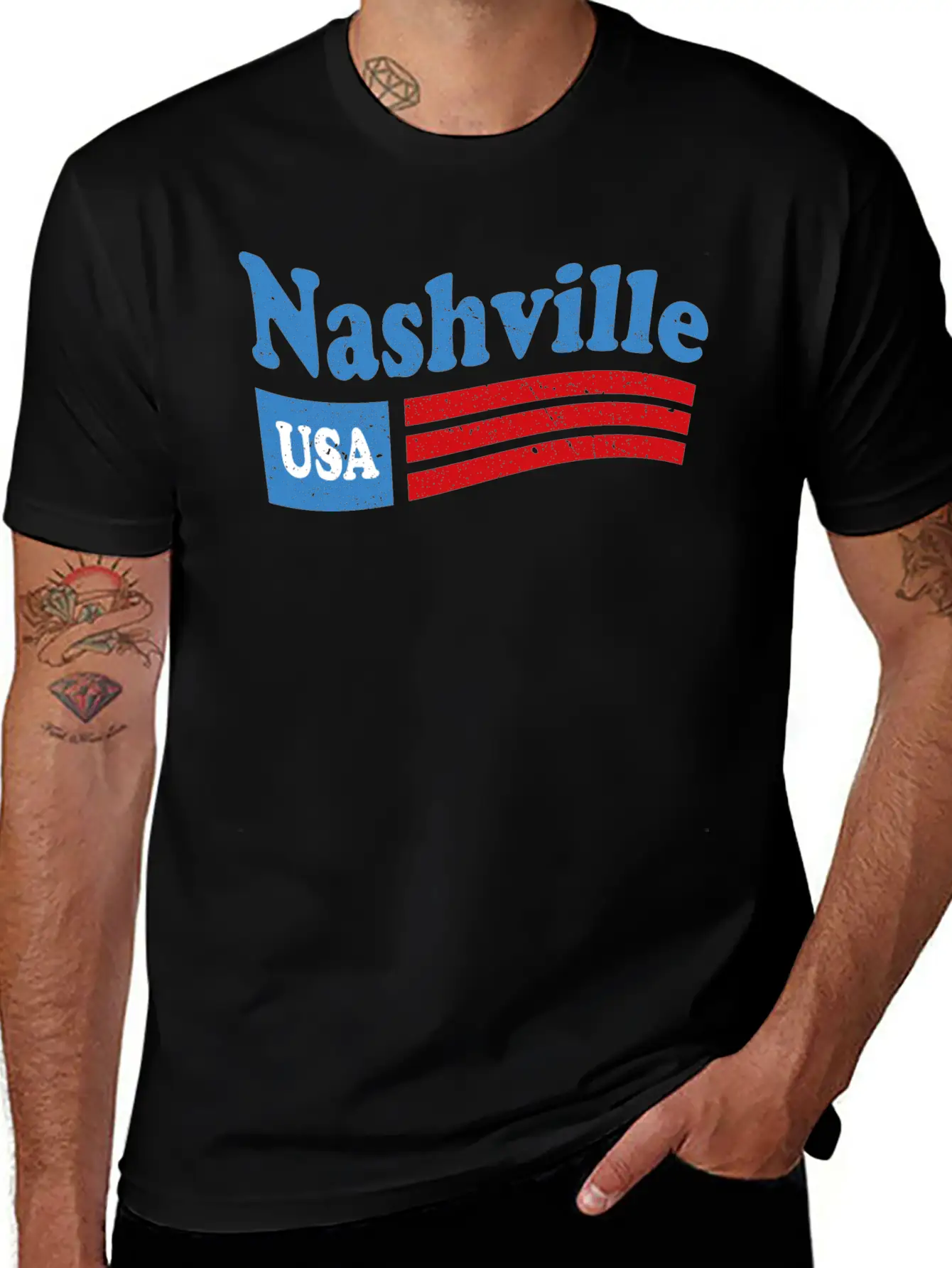 Nashville, Tennessee Red White & Blue USA Classic Cotton Tee – Unisex Comfort For Any Season