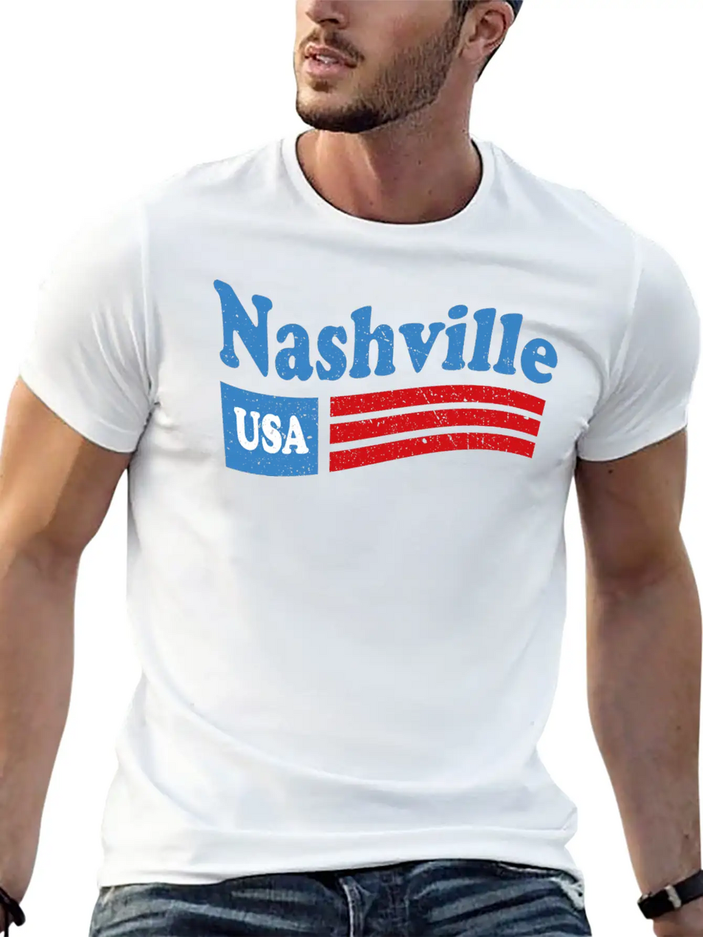 Nashville, Tennessee Red White & Blue USA Classic Cotton Tee – Unisex Comfort For Any Season
