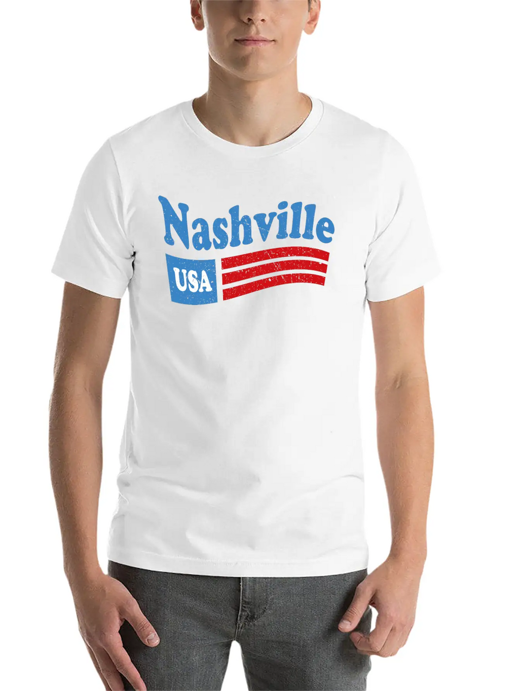 Nashville, Tennessee Red White & Blue USA Classic Cotton Tee – Unisex Comfort For Any Season