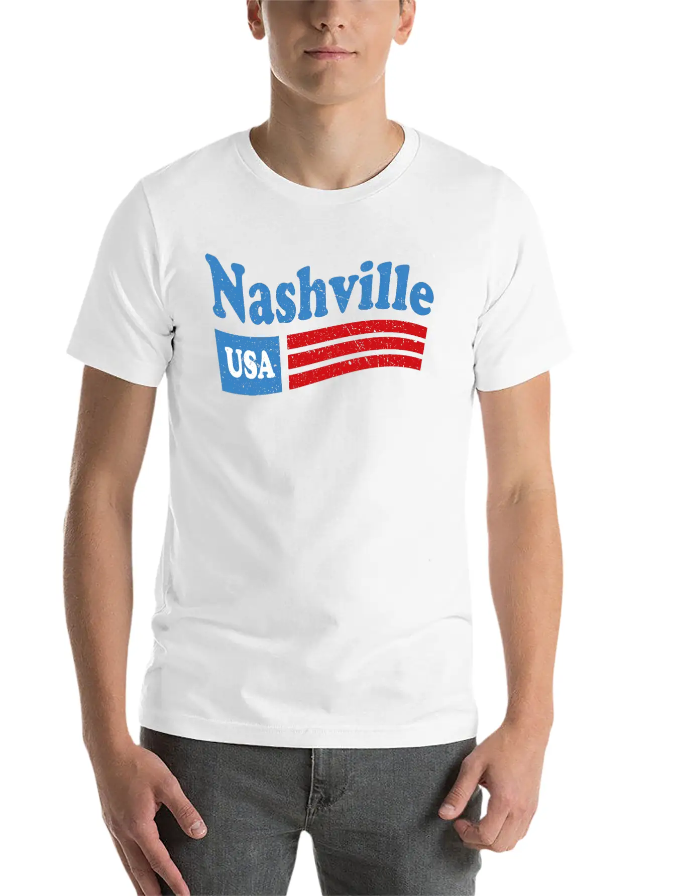Nashville, Tennessee Red White & Blue USA Classic Cotton Tee – Unisex Comfort For Any Season