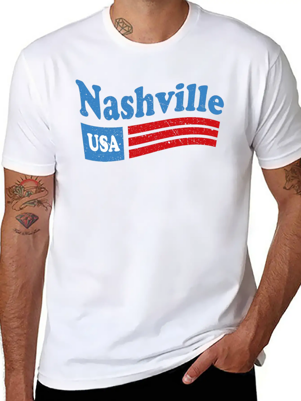Nashville, Tennessee Red White & Blue USA Classic Cotton Tee – Unisex Comfort For Any Season