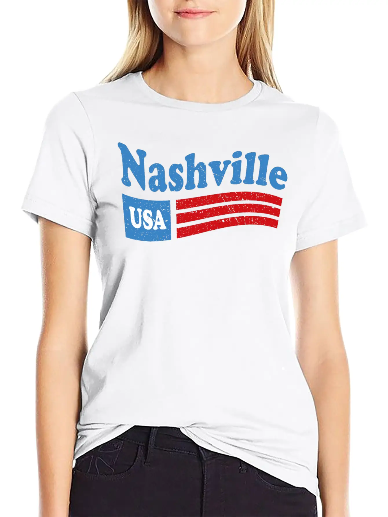 Nashville, Tennessee Red White & Blue USA Classic Cotton Tee – Unisex Comfort For Any Season