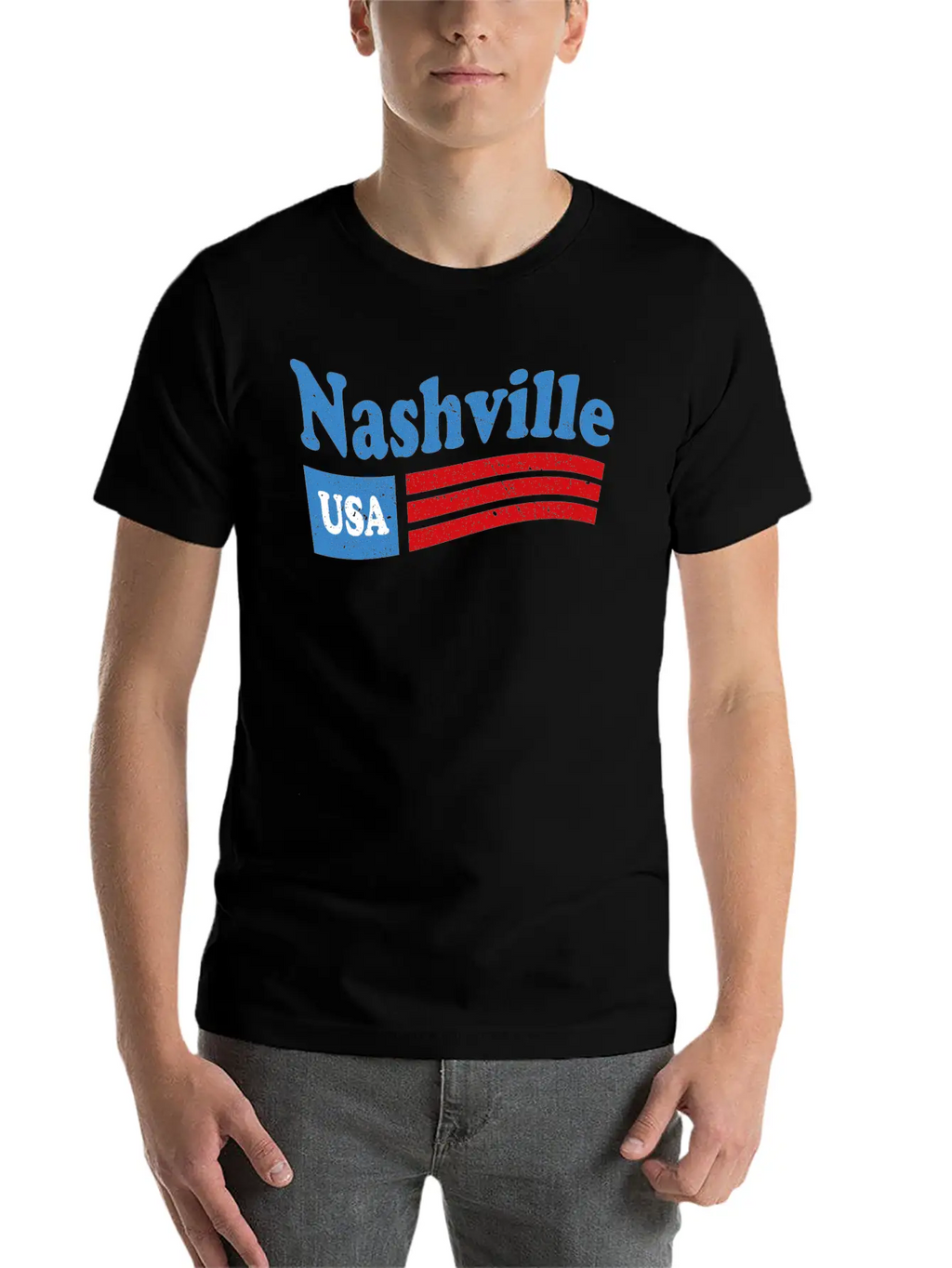 Nashville, Tennessee Red White & Blue USA Classic Cotton Tee – Unisex Comfort For Any Season