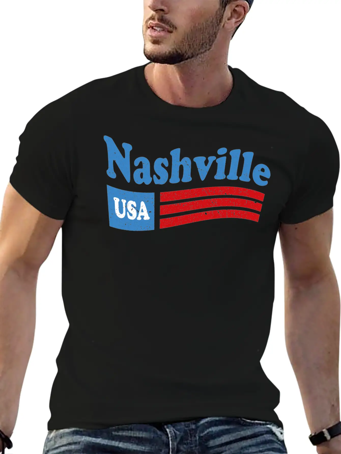 Nashville, Tennessee Red White & Blue USA Classic Cotton Tee – Unisex Comfort For Any Season