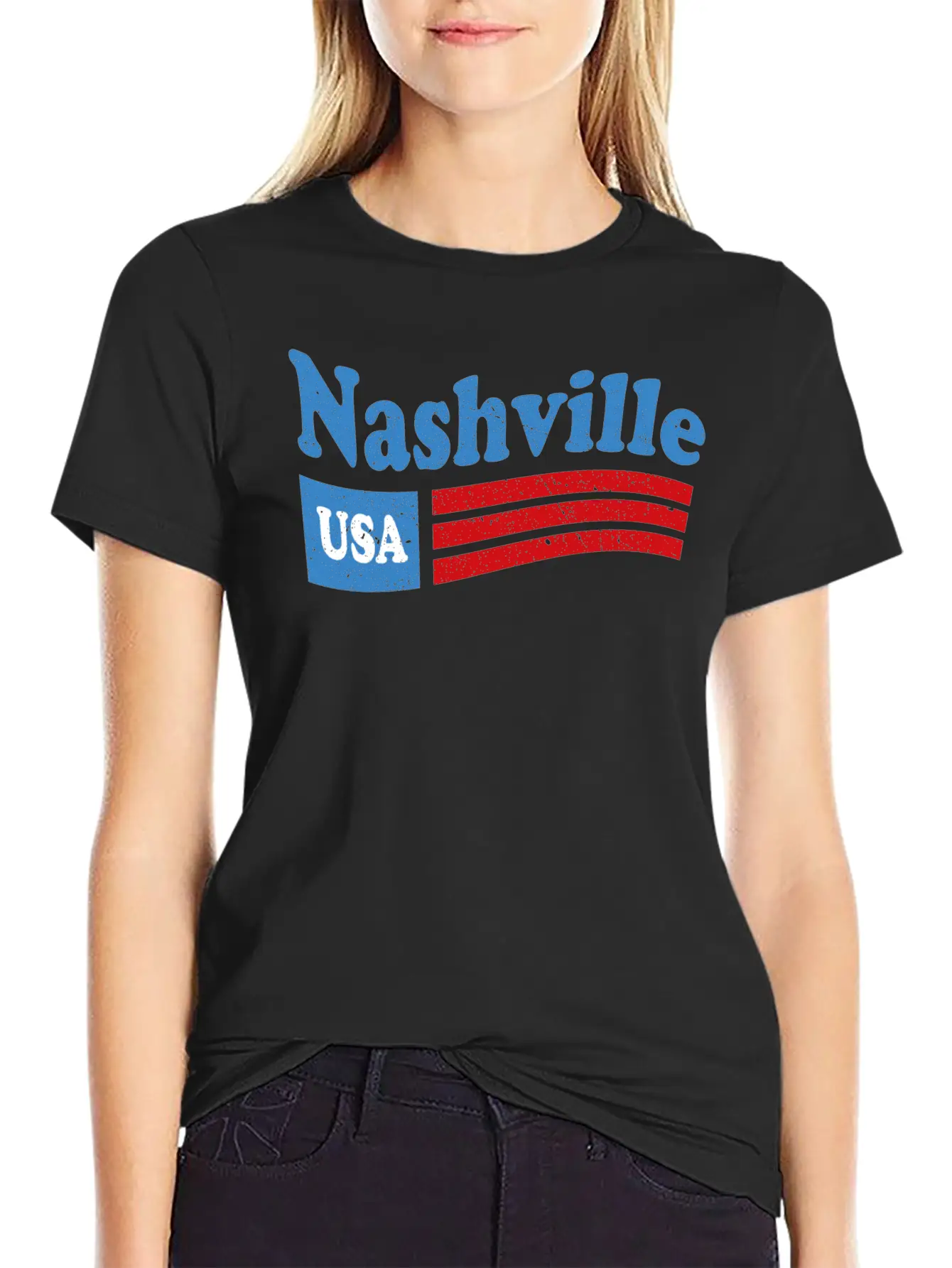 Nashville, Tennessee Red White & Blue USA Classic Cotton Tee – Unisex Comfort For Any Season