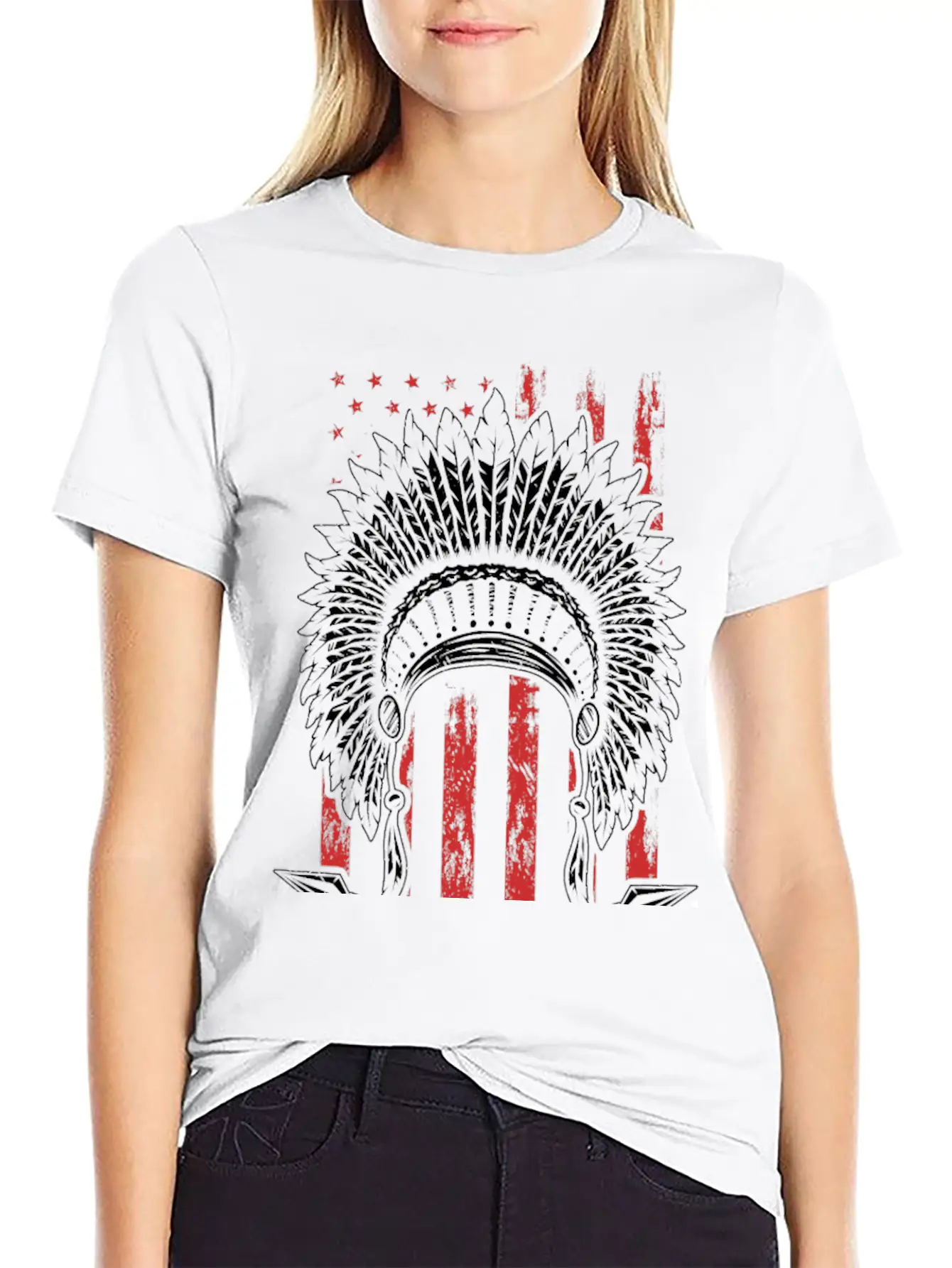 Native American Flag Chief Modern Fit Casual T-Shirt – Clean And Versatile Design