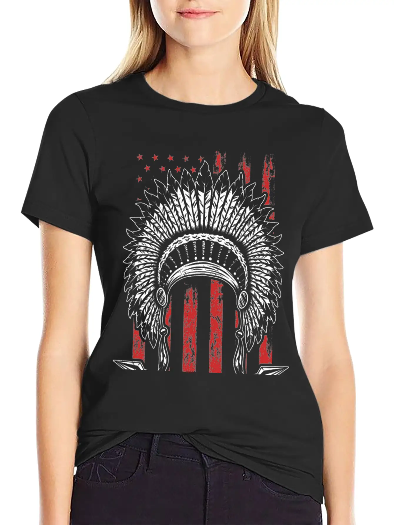 Native American Flag Chief Modern Fit Casual T-Shirt – Clean And Versatile Design