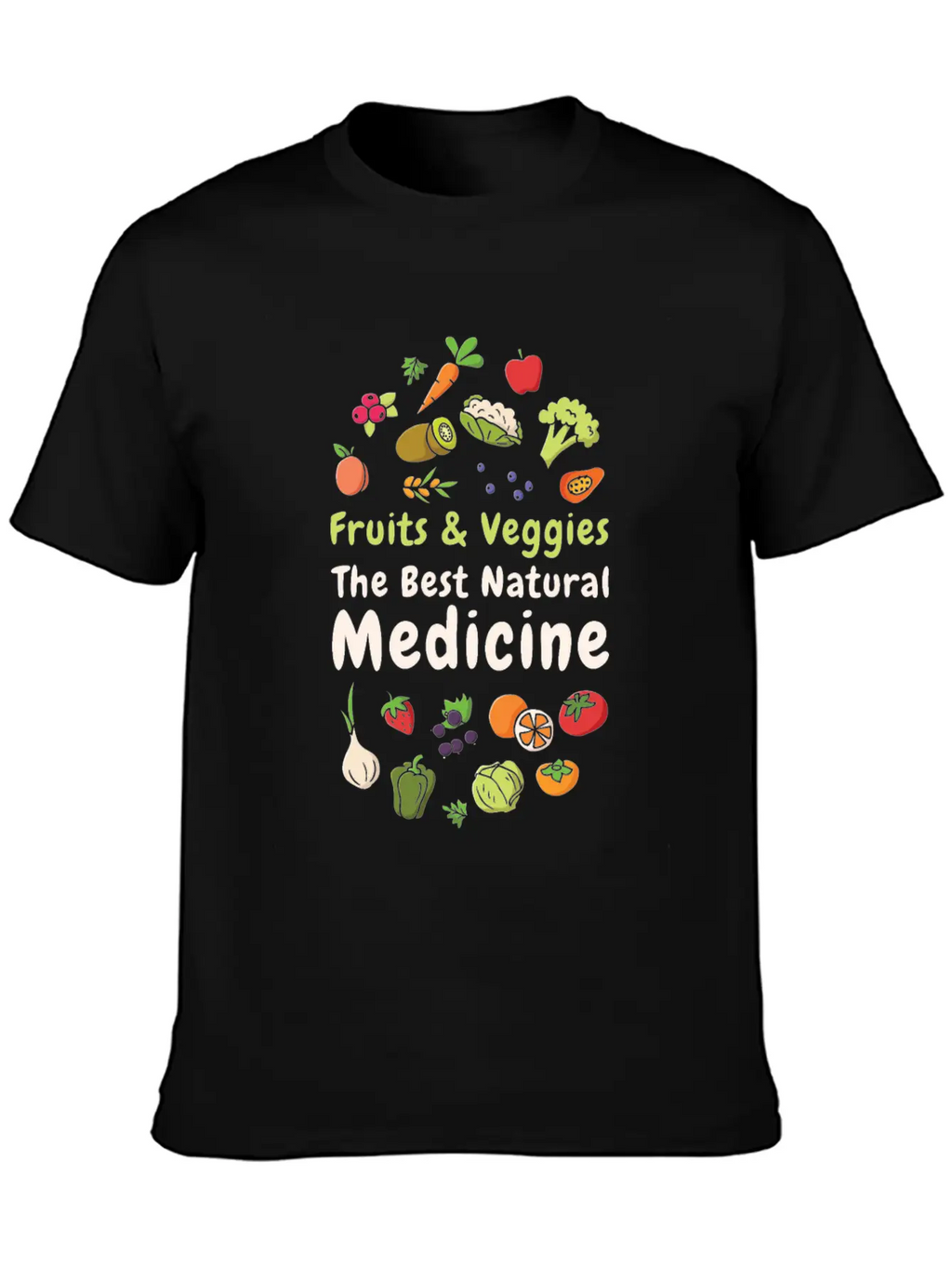 Natural Medicine Vegan Vegetables Fruit Lover Unisex Casual T-Shirt – Clean Design For Daily Comfort