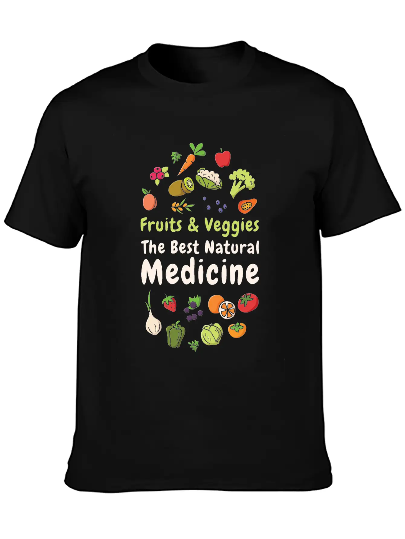 Natural Medicine Vegan Vegetables Fruit Lover Unisex Casual T-Shirt – Clean Design For Daily Comfort