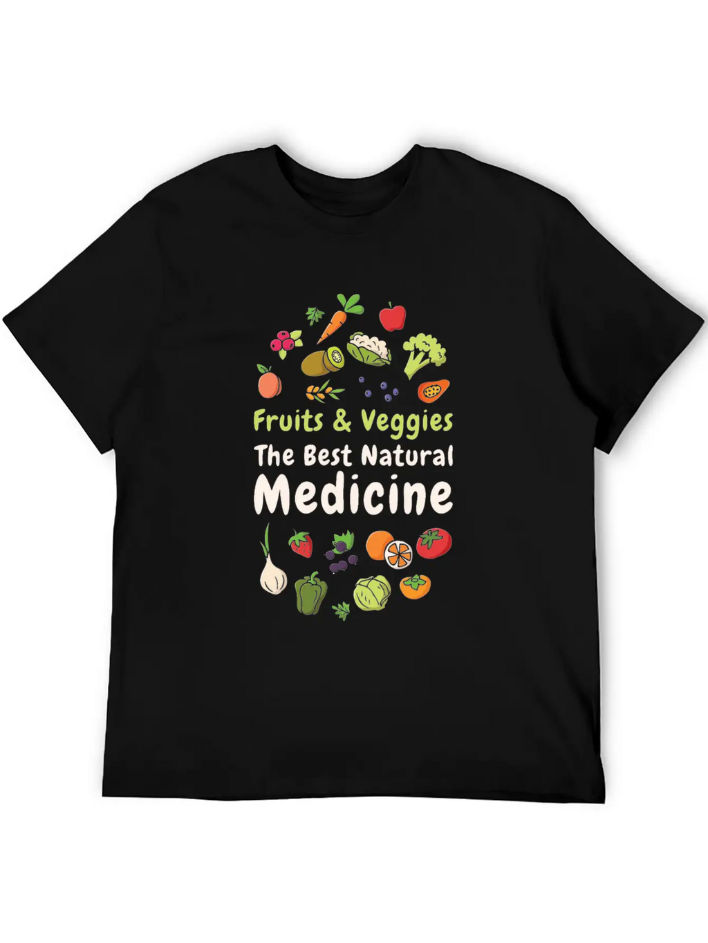 Natural Medicine Vegan Vegetables Fruit Lover Unisex Casual T-Shirt – Clean Design For Daily Comfort