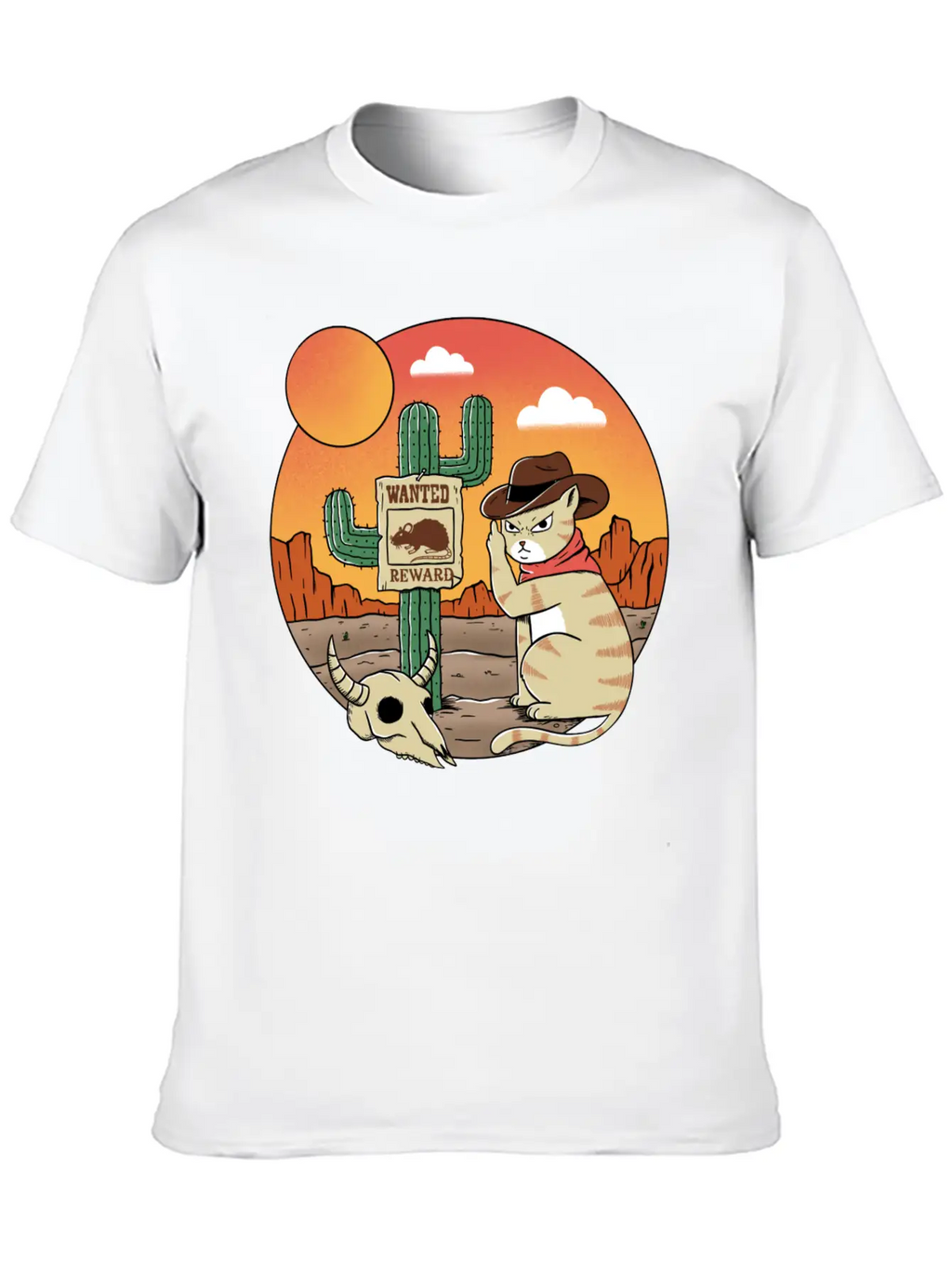 Nature Desert And Cat Vintage Classic Cotton Tee – Unisex Comfort For Any Season