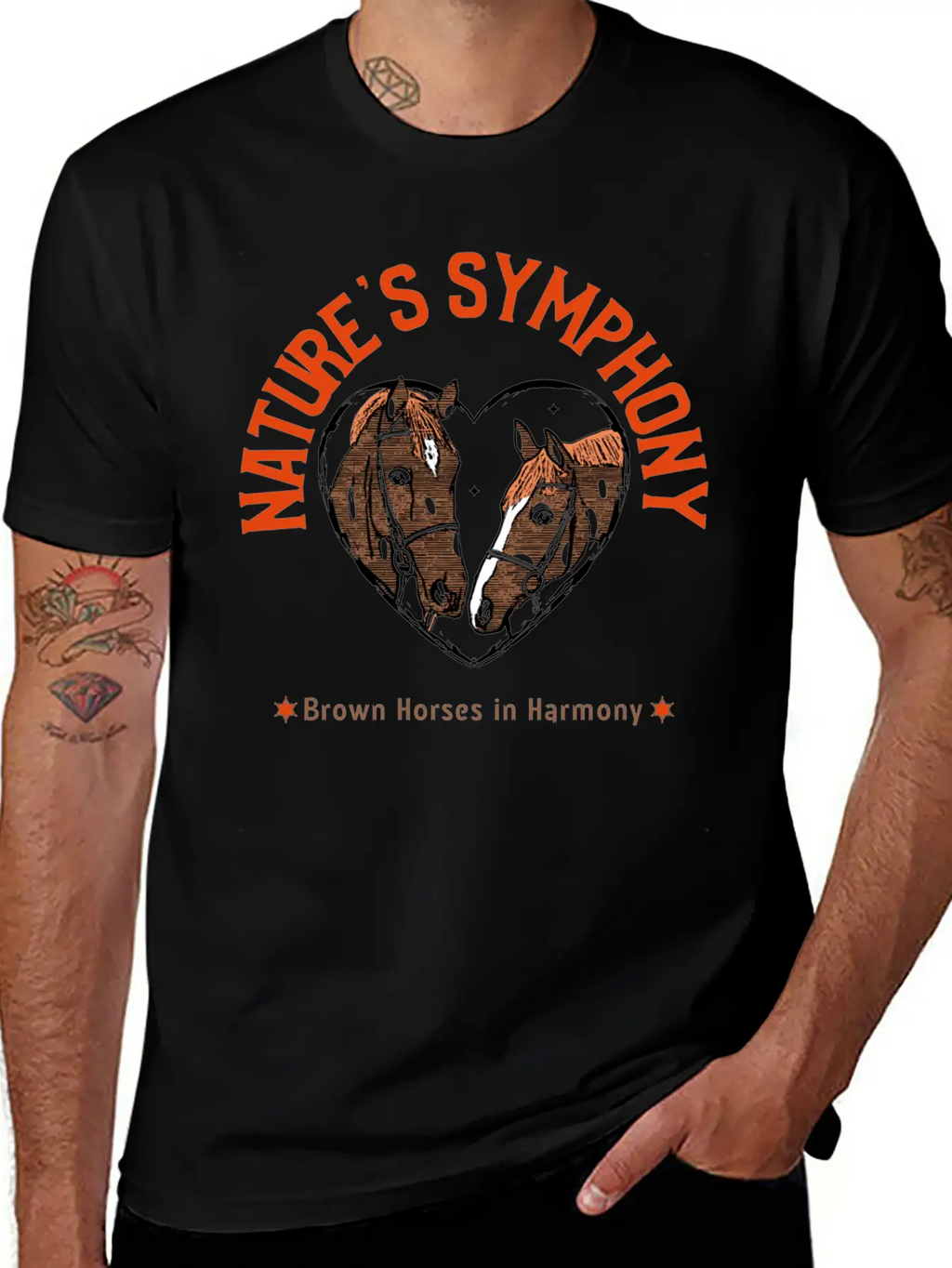NATURES SYMPHONY BROWN HORSES IN HARMONY Unisex Casual T-Shirt – Clean Design For Daily Comfort