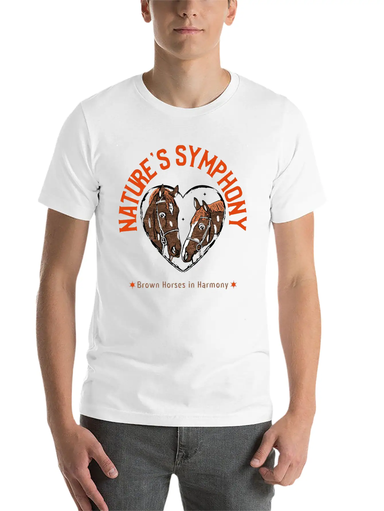 NATURES SYMPHONY BROWN HORSES IN HARMONY Unisex Casual T-Shirt – Clean Design For Daily Comfort