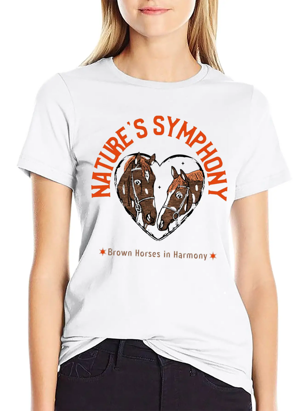 NATURES SYMPHONY BROWN HORSES IN HARMONY Unisex Casual T-Shirt – Clean Design For Daily Comfort