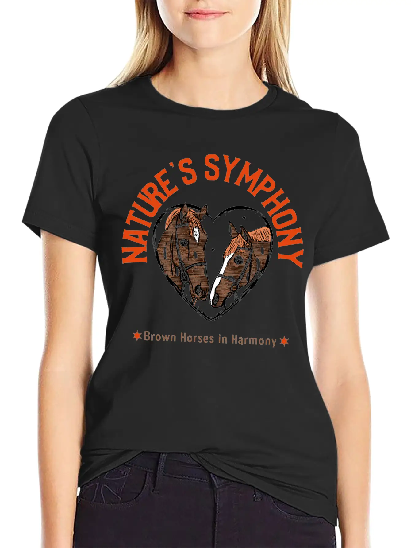 NATURES SYMPHONY BROWN HORSES IN HARMONY Unisex Casual T-Shirt – Clean Design For Daily Comfort