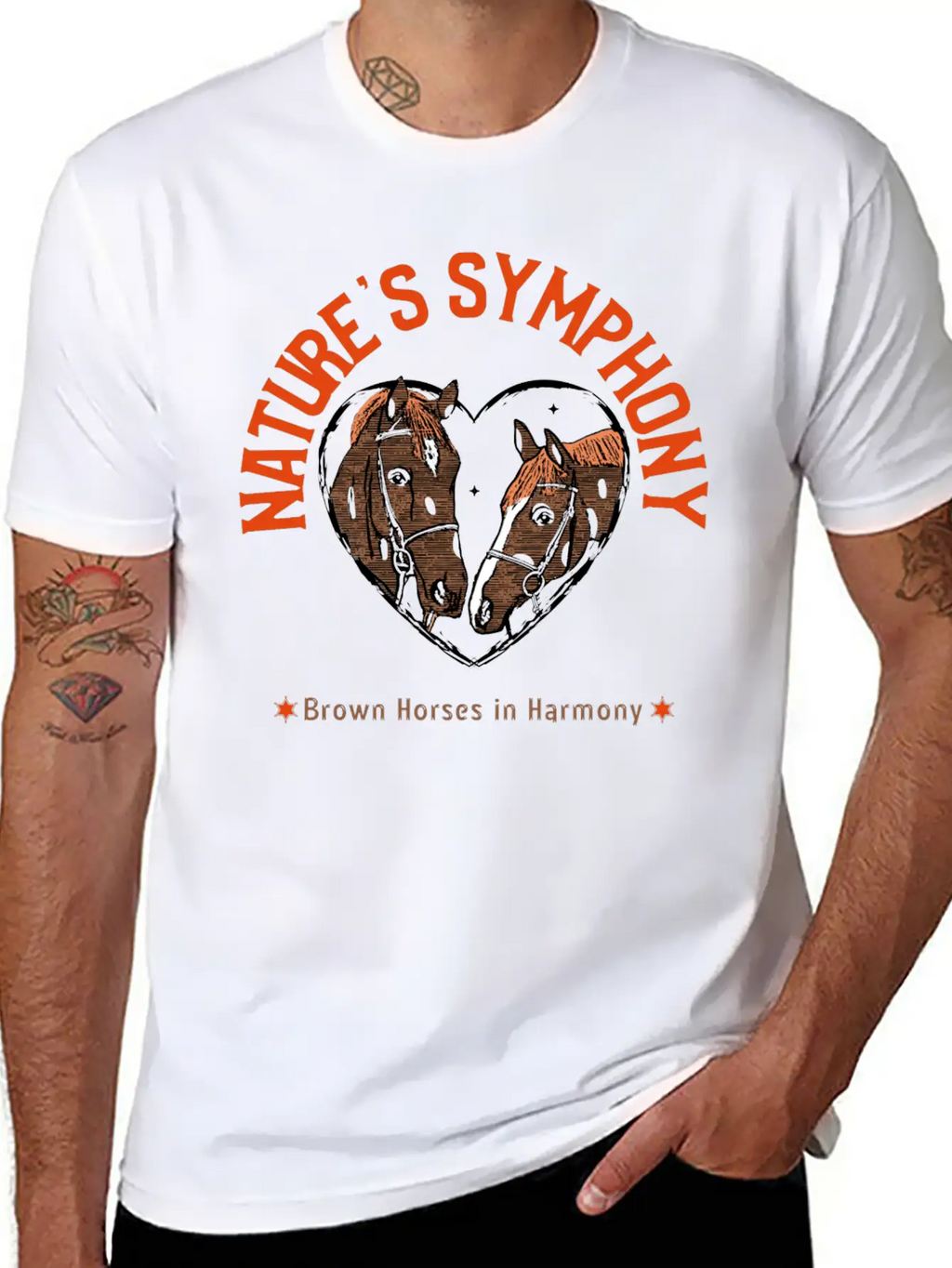 NATURES SYMPHONY BROWN HORSES IN HARMONY Unisex Casual T-Shirt – Clean Design For Daily Comfort
