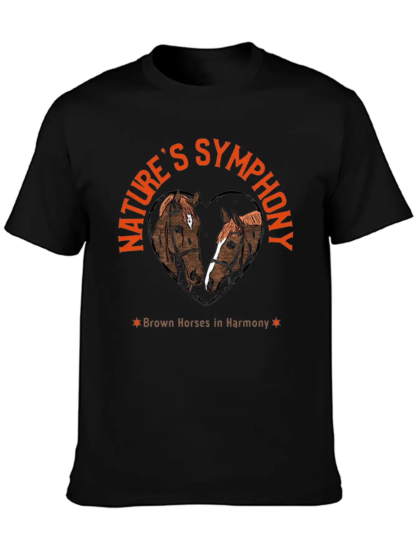 NATURES SYMPHONY BROWN HORSES IN HARMONY Unisex Casual T-Shirt – Clean Design For Daily Comfort
