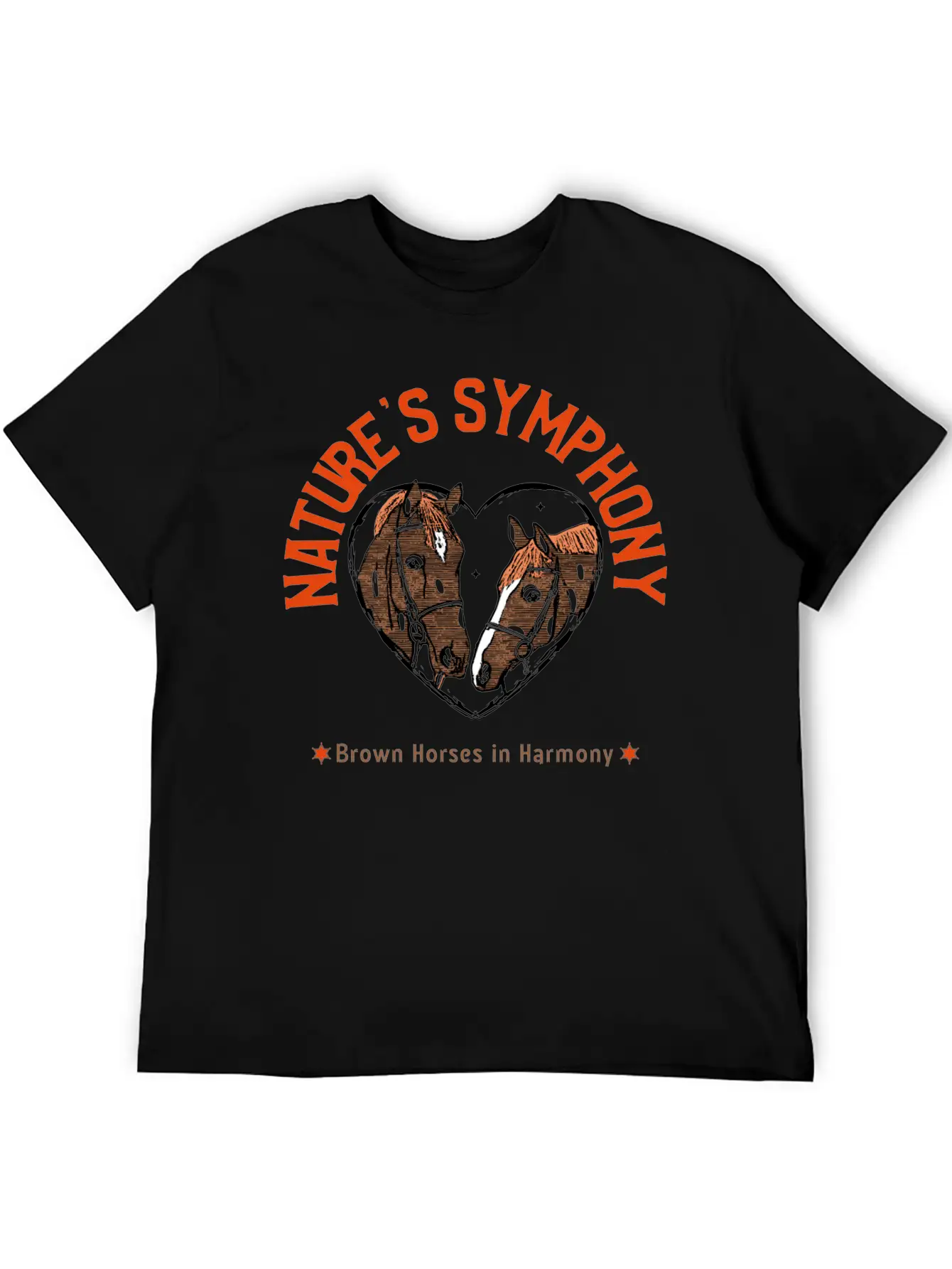 NATURES SYMPHONY BROWN HORSES IN HARMONY Unisex Casual T-Shirt – Clean Design For Daily Comfort