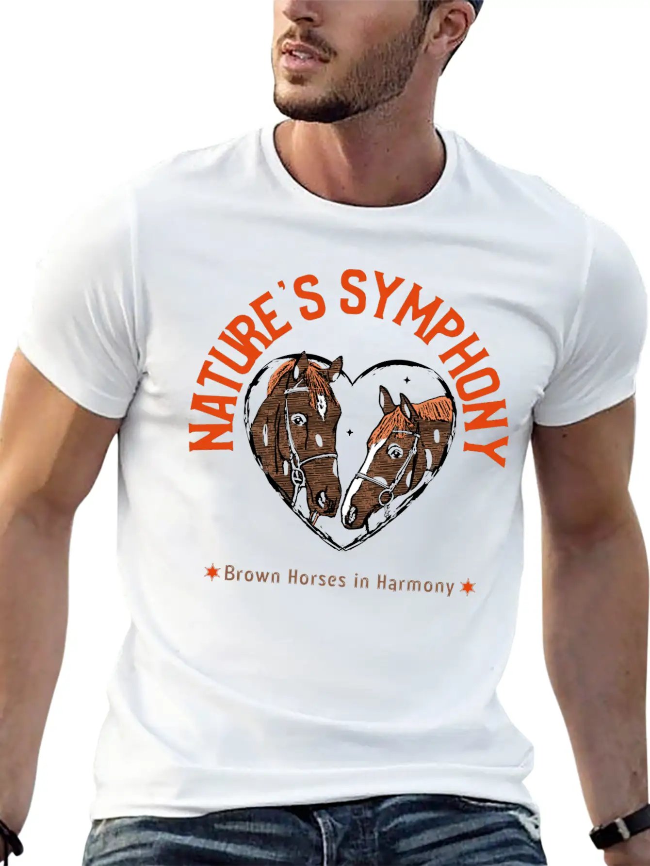 NATURES SYMPHONY BROWN HORSES IN HARMONY Unisex Casual T-Shirt – Clean Design For Daily Comfort