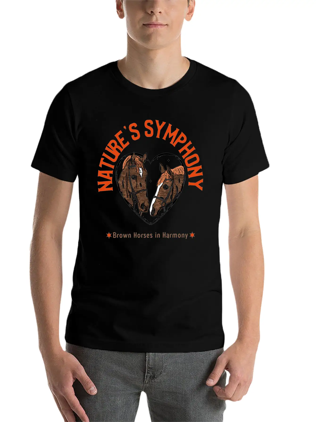 NATURES SYMPHONY BROWN HORSES IN HARMONY Unisex Casual T-Shirt – Clean Design For Daily Comfort