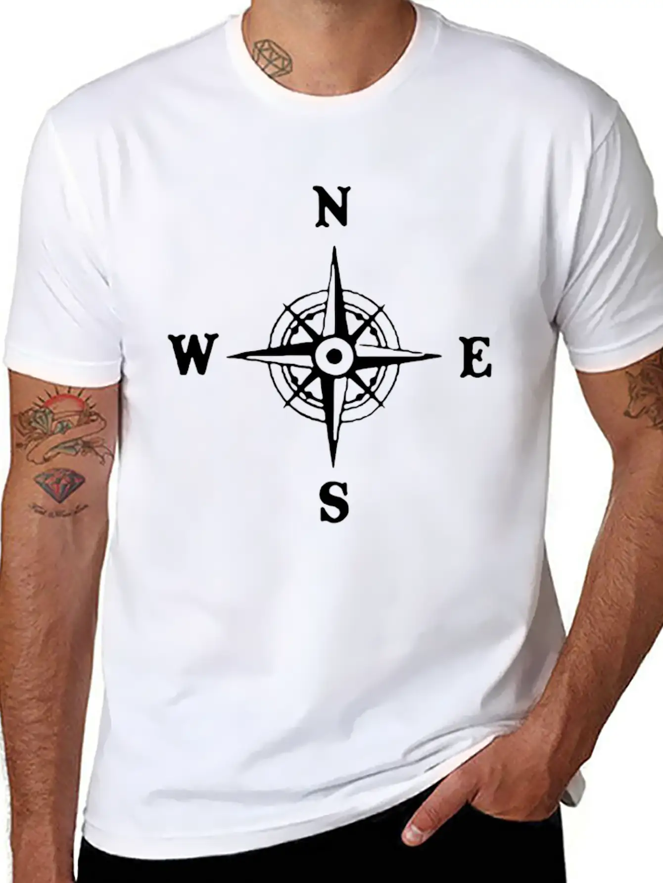 Nautical Compass Logo Essential Cotton Tee For Daily Outfits – Unisex Style