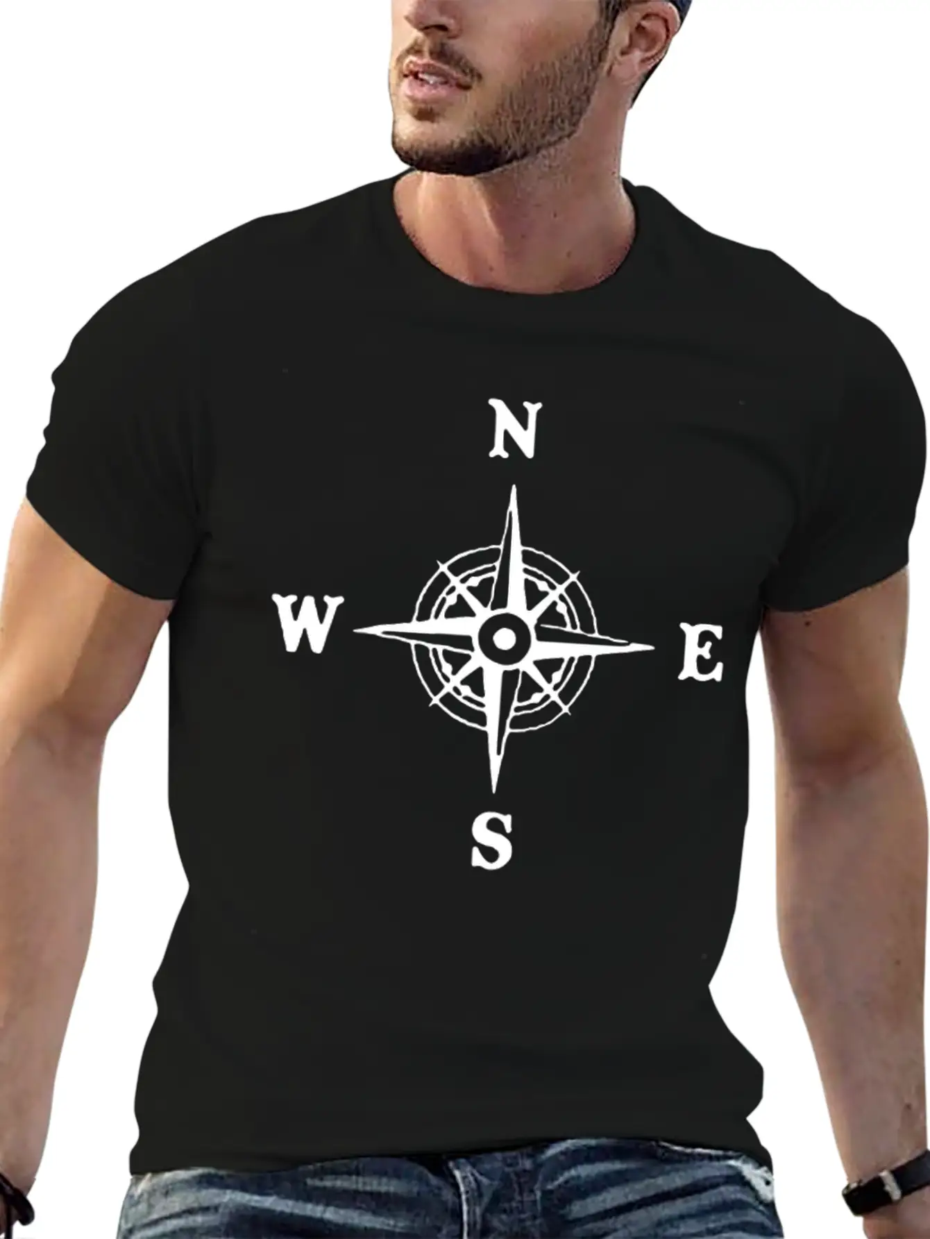 Nautical Compass Logo Essential Cotton Tee For Daily Outfits – Unisex Style