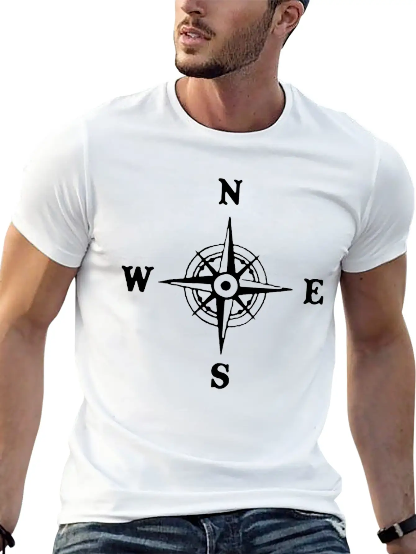 Nautical Compass Logo Essential Cotton Tee For Daily Outfits – Unisex Style