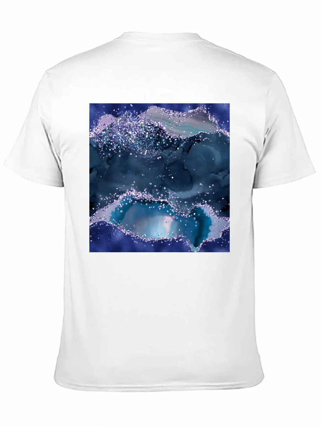 Navy Blue Ocean Glitter Agate Essential Cotton Tee For Daily Outfits – Unisex Style