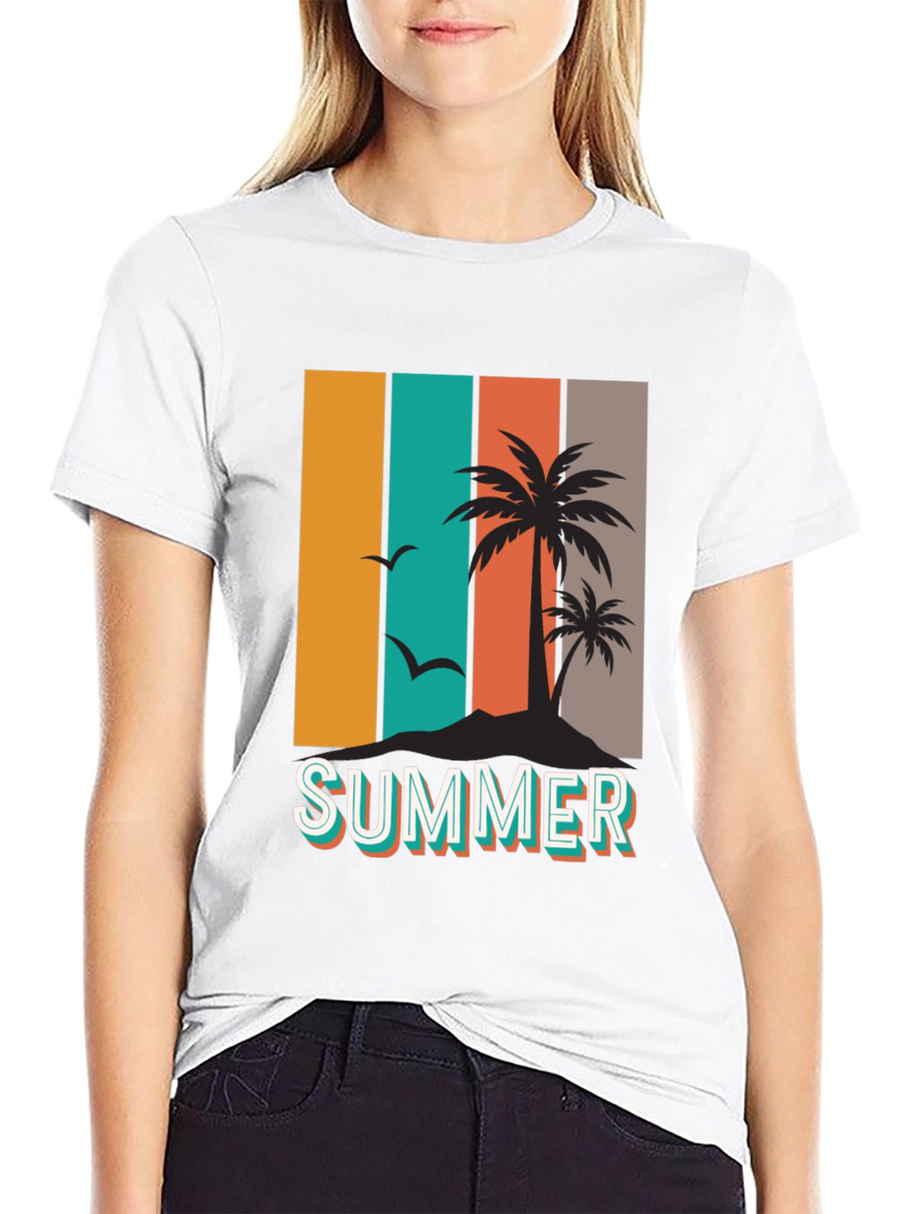 Retro Summer Palm Tree Graphic T-Shirt